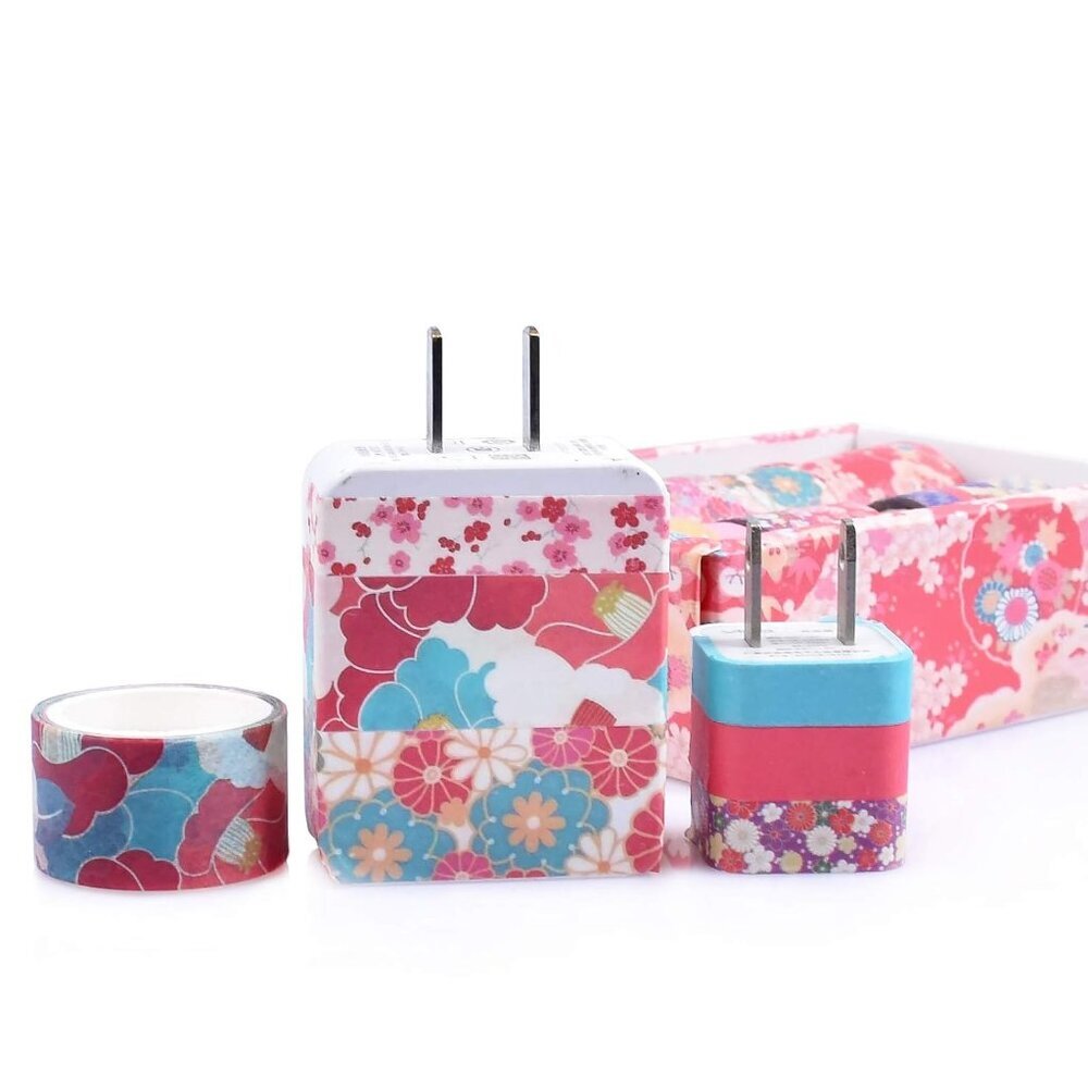 12 Rolls Washi Tape Set, Cherry Blossoms Floral Pattern Washi Masking Tape for S - Picture 3 of 7